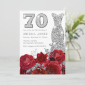Invitation Belle Roses rouges & Robe d'argent 70e anniversair (Debout devant)