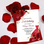 Invitation Belle Roses Rouges Roses Étincelantes Robe 21e Ann<br><div class="desc">Belle Roses rouges Roses étincelantes 21e anniversaire Invitation Davantage de motifs floraux élégants dans notre magasin! Voir la collection correspondante dans notre magasin</div>