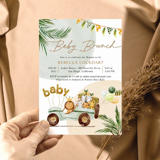 Invitation Belle Safari Animaux Bébé Brunch