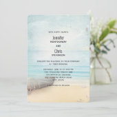 Invitation Belle scène de plage avec Mariage de bateau et de  (Debout devant)