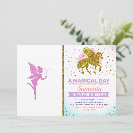 Invitation Belle silhouette de fée fille (Debout devant)