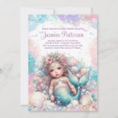 Invitation Belle Sirène Bébé Fille Douche (Devant)