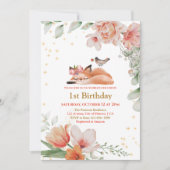 Invitation Belle Sleepy Fox Gold Parties scintillant 1er Anni (Devant)