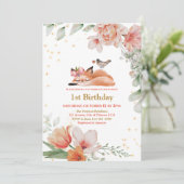 Invitation Belle Sleepy Fox Gold Parties scintillant 1er Anni (Debout devant)