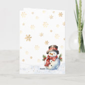 Invitation Belle Snowman Gold Snowflakes Noël plié (Dos)