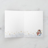 Invitation Belle Snowman Gold Snowflakes Noël plié (Intérieur)