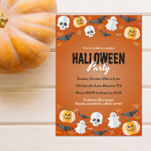 Invitation Belle soirée costume pour enfants ou traiter Hallo
