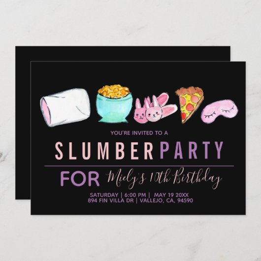 Invitation Belle soirée d'anniversaire (Devant / Derrière)