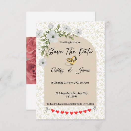 Invitation belle soirée mariage esthétique (Devant / Derrière)