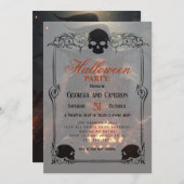 Invitation Belle sorcière et Halloween Citrouille (Devant / Derrière)