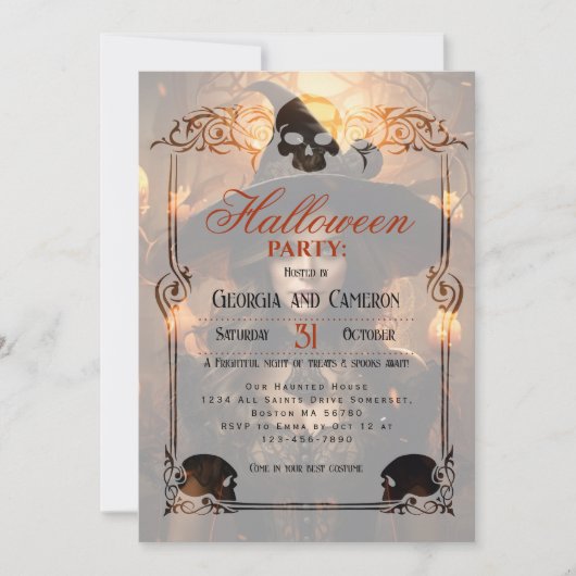 Invitation Belle sorcière mystique Halloween (Devant)