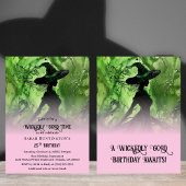 Invitation Belle Sorcière rose pâle et vert Anniversaire