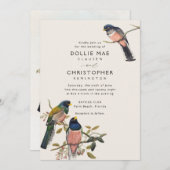 Invitation Belle suite d'invitation à la Birdie antique (Devant / Derrière)