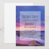 Invitation Belle Sunset Coastal photo Anniversaire (Devant / Derrière)