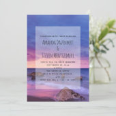 Invitation Belle Sunset Coastal Photographie Mariage (Debout devant)