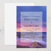 Invitation Belle Sunset Coastal Photographie Mariage (Devant / Derrière)