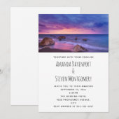 Invitation Belle Sunset Coastal Photographie Mariage (Devant / Derrière)