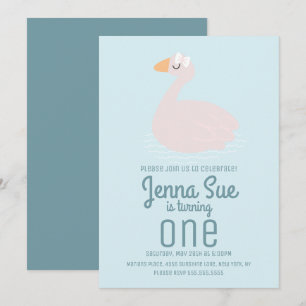 Invitation Belle Swan rose natation fête d'anniversaire