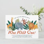 Invitation Belle Sweet Safari Animaux Anniversaire (Debout devant)
