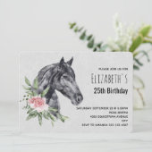Invitation Belle tête de cheval en aquarelle Anniversaire (Debout devant)