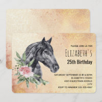 Belle tête de cheval en aquarelle Anniversaire