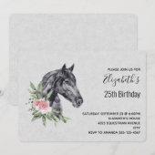 Invitation Belle tête de cheval Portrait d'aquarelle Annivers (Devant / Derrière)