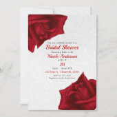 Invitation Belle texture blanche Fête des mariées Roses rouge (Devant)