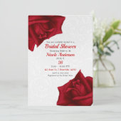 Invitation Belle texture blanche Fête des mariées Roses rouge (Debout devant)
