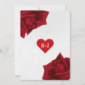 Invitation Belle texture blanche Fête des mariées Roses rouge (Dos)