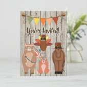 Invitation Belle Thanksgiving Animaux et Turquie 1er annivers (Debout devant)