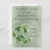 Invitation Belle trèfle à l'aquarelle verte (Dos)