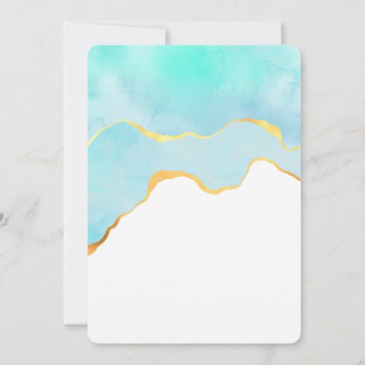 Invitation Belle Tropical Vert avec Frontière Or Anniversaire (Dos)