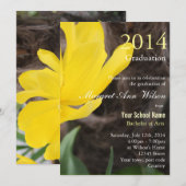Invitation Belle tulipe jaune fleur diplômé (Devant / Derrière)