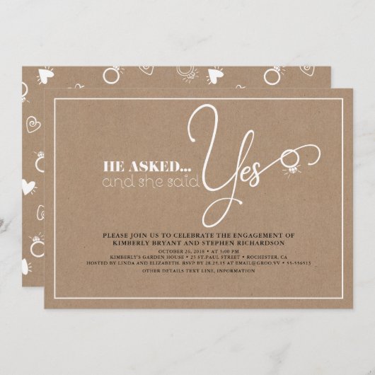 Invitation Belle typographie Jolie fête d'engagement moderne (Devant / Derrière)