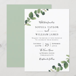 Invitation Belle verdure : Aquarelle Mariage feuille