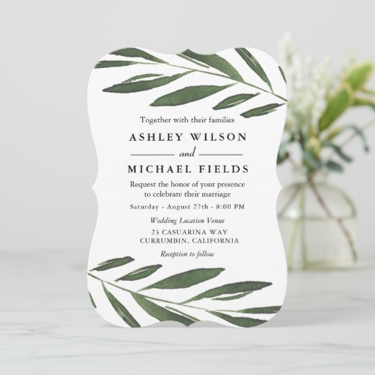 Invitation Belle verdure Fern Feuille Mariage moderne (Debout devant)