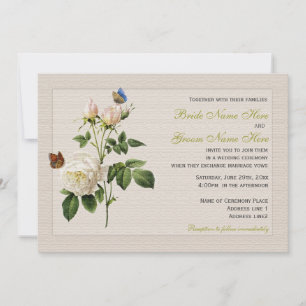 Invitation belle vintage rose blanche fleurs mariage