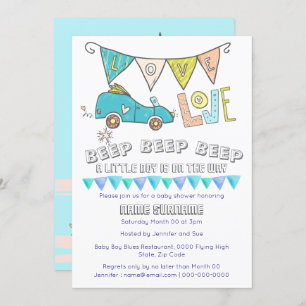 Invitation Belle voiture baby shower de transport Voyage de g