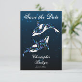 Invitation Belles Baleines Orca Mariage Plage Enregistrer la  (Debout devant)