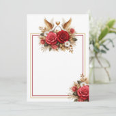 Invitation Belles colombes, Roses et marguerites (Debout devant)