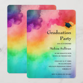 Invitation Belles couleurs arc-en-ciel Graduation Abstraite (Devant / Derrière)