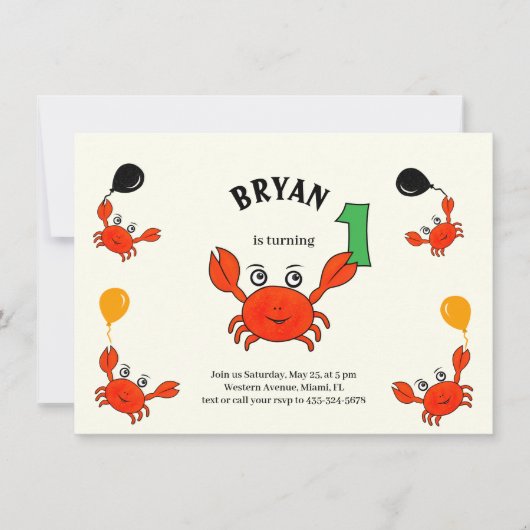 Invitation Belles crabes rouges (Devant)