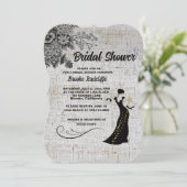 Invitation Belles fleurs artistiques noires/grises (Debout devant)