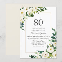 Belles fleurs blanches avec cadre 80e anniversaire