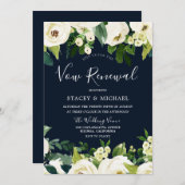 Invitation Belles fleurs blanches de la marine Renouvellement (Devant / Derrière)