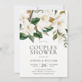 Invitation Belles Fleurs blanches Élégantes Couples Douche (Devant)