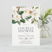 Invitation Belles Fleurs blanches Élégantes Couples Douche (Debout devant)