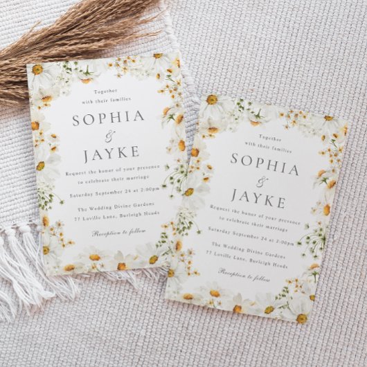 Invitation Belles Fleurs Blanches Mariage de Printemps