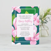 Invitation Belles fleurs de Magnolia rose (Debout devant)