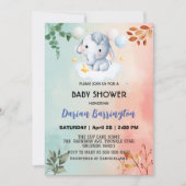 Invitation Belles fleurs d'éléphants baby shower enfants garç (Devant)